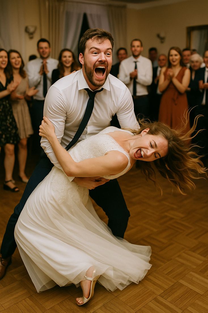 Ausgelassener Hochzeitstanz